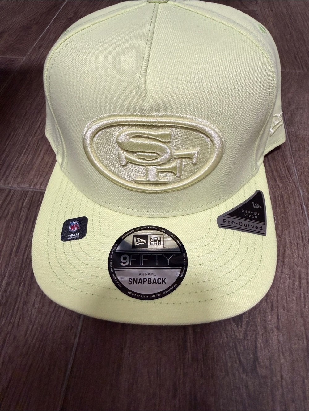 New Era Pale Yellow/green SF Logo Snapback Hat San Francisco